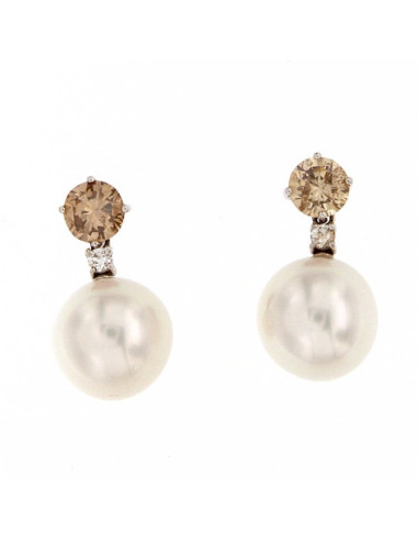 UTOPIA GALLERY orecchini in oro bianco con diamanti e perla 12.20 ref: GOJA03