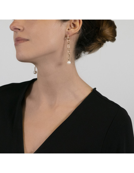 UTOPIA AURUM pink gold earrings with diamonds and pearls 8.00mm ref: AUSO1RB02