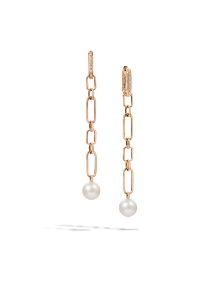UTOPIA AURUM pink gold earrings with diamonds and pearls 8.00mm ref: AUSO1RB02