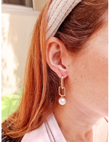 UTOPIA AURUM pink gold earrings with pearls...