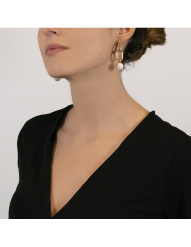 UTOPIA AURUM pink gold earrings with pearls...