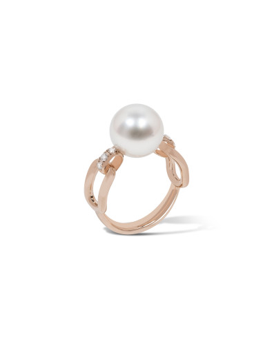 UTOPIA AURUM pink gold ring with diamonds and pearl 11.00mm ref: AUSA1RB11