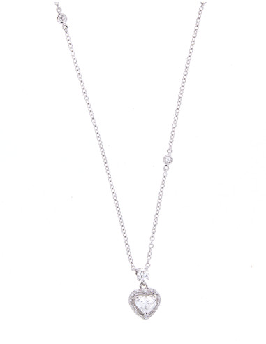 DAMIANI MINOU white gold necklace with heart cut diamond 0.54 ct FULL PAVE