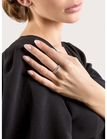 Damiani Belle Epoque WHITE GOLD, DIAMOND (ct 0.11) AND SAPPHIRE (ct 0.35) RING - 20058815