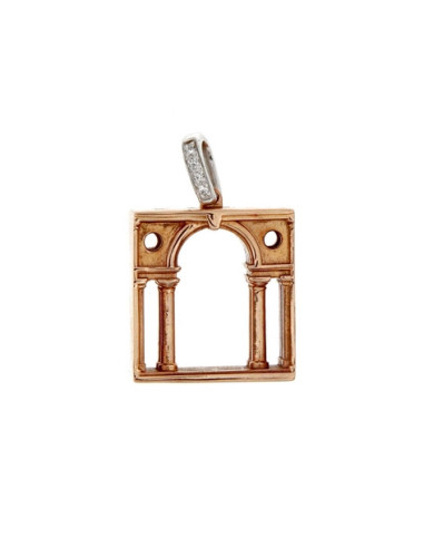 LOVING PALLADIO pendant 3D in red gold and diamonds 09R