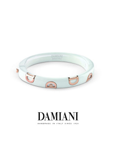 Damiani DIcon Bracciale in ceramica bianca e oro rosa con diamante (ct 0,01) Ref. 20068293