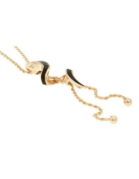 DAMIANI EDEN COLLANA IN ORO ROSA, CERAMICA NERA E DIAMANTE Ref. 20073054