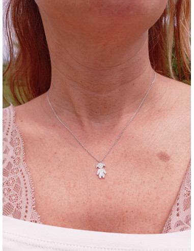 Easy Weißgold und Diamant (ct.0.21) Halskette...