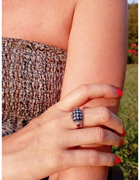 SOPRANA SAPHIR Sammlung Ring aus Weißgold, 0,25 ct Diamanten, 3,73 ct Saphire und 0,87 ct Rubine