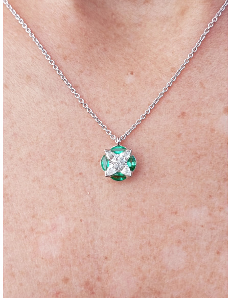 Crivelli Emerald Collection Gold Necklace, Diamonds and emeraldS 0.42 ct - 325-P1091