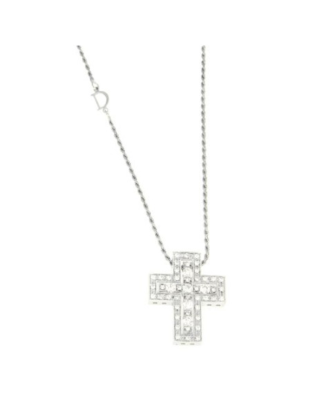 Damiani Belle Epoque COLLANA CROCE IN ORO BIANCO CON DIAMANTI (ct 0.62) ref: 20073457