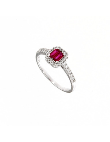 Valentina Callegher collezione Rubino anello in oro, diamanti ct. 0.18 e rubini ct. 0.30 - ref: 10790-SRB