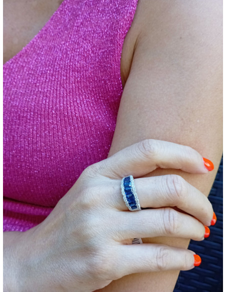 Valentina Callegher Sapphire Collection Goldring, Diamanten ct. 0,40 und Saphire ct. 3,24 - Ref: 6413-ZF