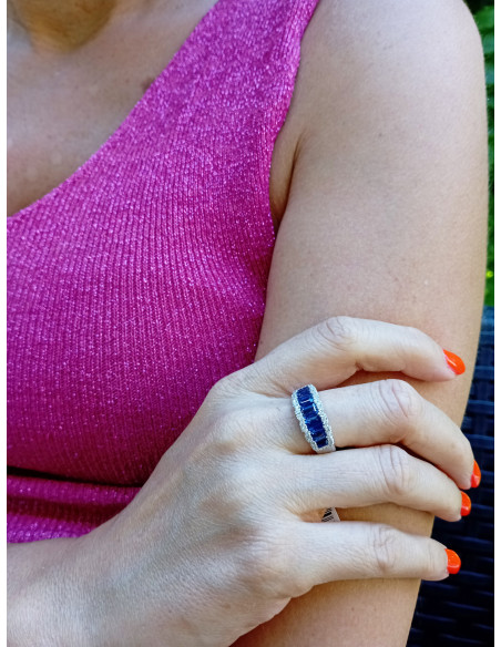 Valentina Callegher Sapphire Collection Goldring, Diamanten ct. 0,40 und Saphire ct. 3,24 - Ref: 6413-ZF