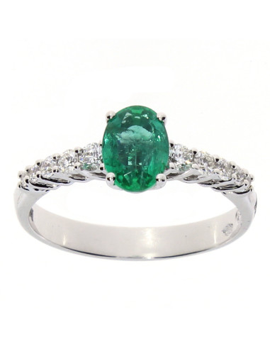DAMIANI CLASSIC anello in oro bianco, smeraldo 0.77 ct e diamanti ct 0.24 GH