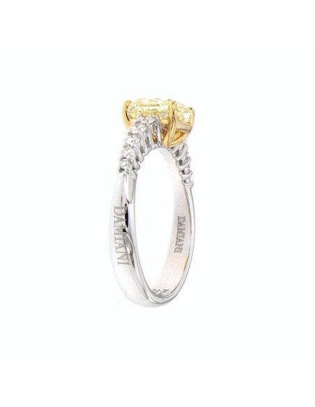 DAMIANI MINOU Weißgoldring mit gelbem FANCY-Diamant RADIANT schneiden 1.62 ct