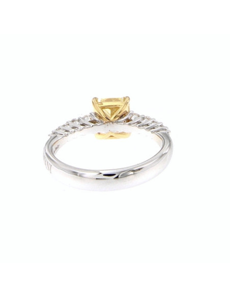 DAMIANI MINOU Weißgoldring mit gelbem FANCY-Diamant RADIANT schneiden 1.62 ct