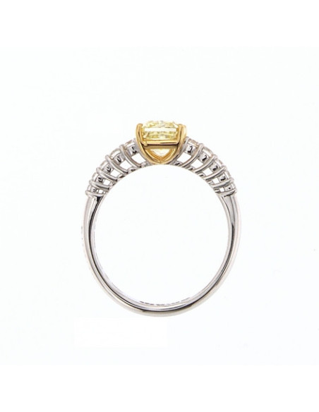 DAMIANI MINOU Weißgoldring mit gelbem FANCY-Diamant RADIANT schneiden 1.62 ct