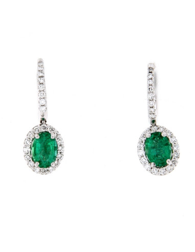 Crivelli Emerald Collection Gold Earrings , Diamonds and emerald 1.58 ct - 234-3523-4