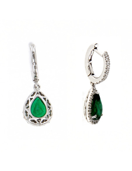 Crivelli Emerald Collection Gold Earrings , Diamonds and emerald  ct -  372-3573