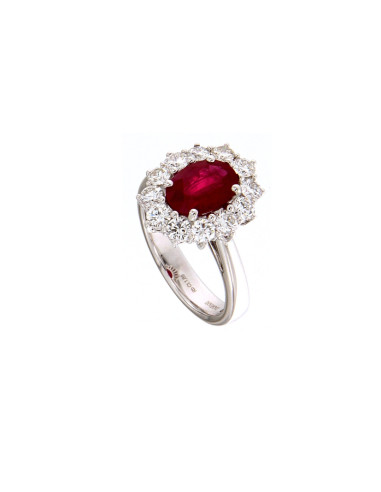 DAMIANI CLASSIC ring in white gold, 1.89 ct ruby and 1.09 ct diamonds
