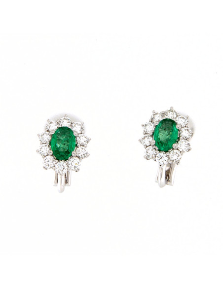 DAMIANI CLASSIC серьги из белого золота с изумрудом 1,21 карата и бриллиантами 1,35 карата