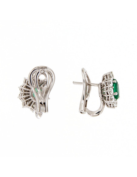 DAMIANI CLASSIC серьги из белого золота с изумрудом 1,21 карата и бриллиантами 1,35 карата