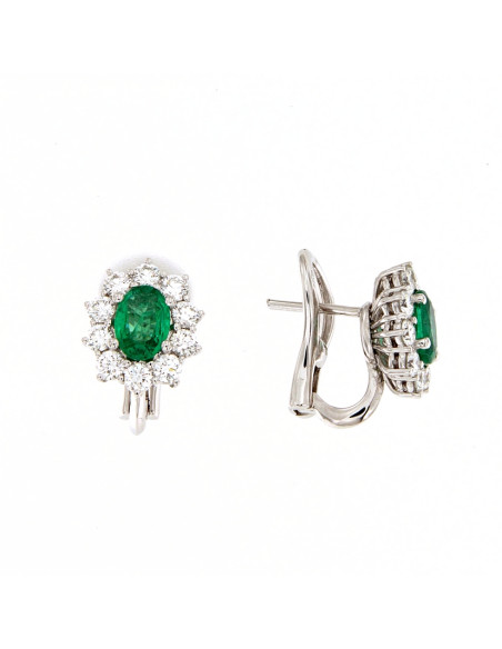 DAMIANI CLASSIC серьги из белого золота с изумрудом 1,21 карата и бриллиантами 1,35 карата