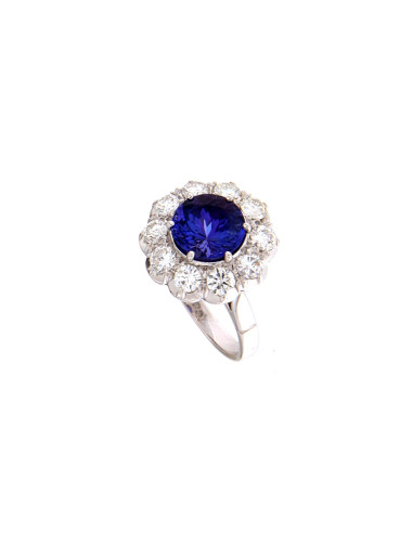 SOPRANA collection TANZANITE ring in white gold, diamonds 1.10 ct and tanzanite 2.18 ct