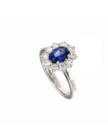 DAMIANI CLASSIC ring in white gold, 1.00 ct sapphire and 0.68 ct diamonds