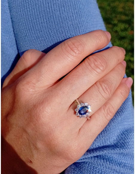 DAMIANI CLASSIC ring in white gold 1.00 ct sapphire and 0.68 ct