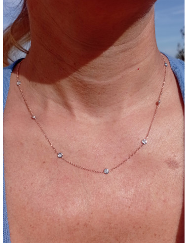 SOPRANA DIAMOND collection TIFFANY necklace in rose gold and diamonds 0.90 ct