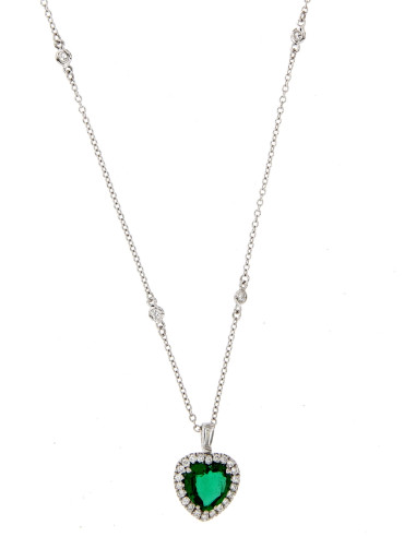 Valentina Callegher Emerald collection gold necklace, diamonds ct 0.54 and heart cut emerald ct 1.40 - ref: 10395-SM