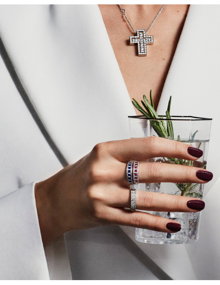 Damiani Belle Epoque WHITE GOLD, DIAMOND (ct 0.11) AND SAPPHIRE (ct 0.35) RING - 20058815