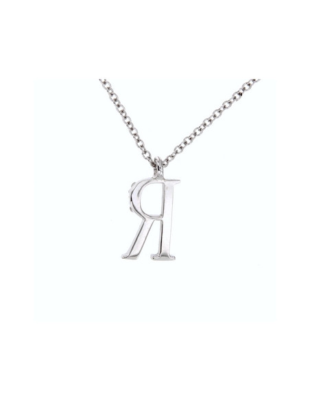 GOLAY collection Classic "Lettera R" white gold necklace and diamonds ct. 0.06