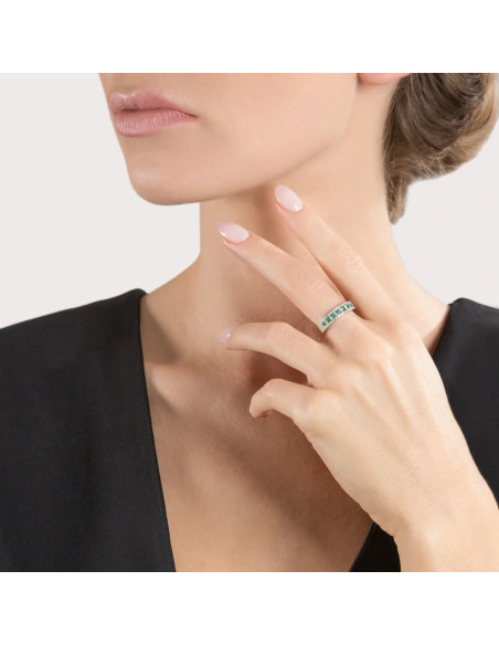 Damiani Belle Epoque Ring white gold with Emeralds (ct 0.21) and diamonds (ct 0.11) Ref: 20058816