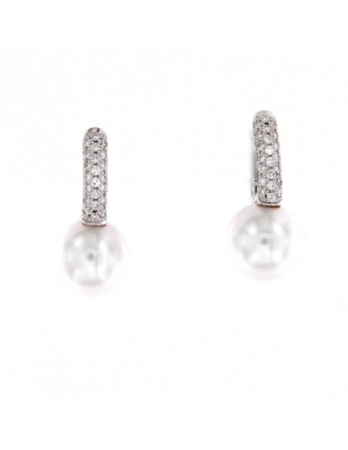 SOPRANA PEARL collection earrings in white gold and diamonds 0.35 ct - paigemOMKPAVE