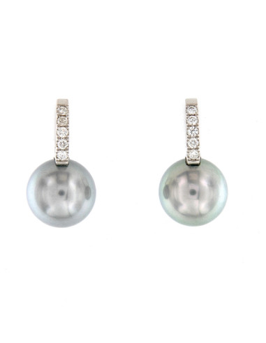 SOPRANA PEARL collection earrings in white gold and diamonds 0.2 ct - paigemOMK5