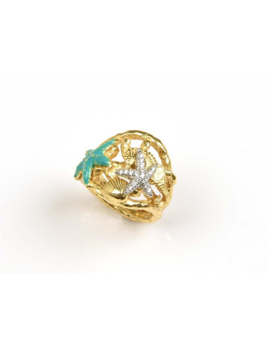 Misis Acquario Ring Silver plated, Enamel and zircons AN03593