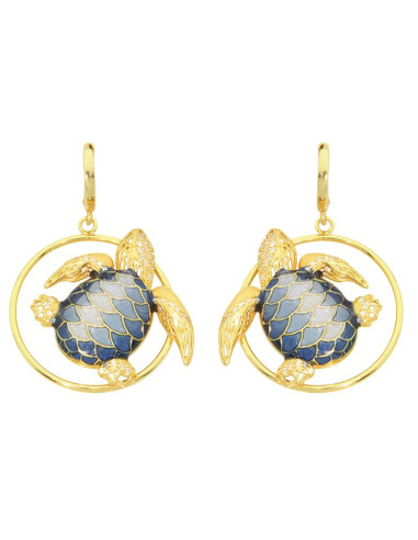 Misis Empire 18ct Gold Plated Silver Earrings, Enamel, Zirconia OR09432BL