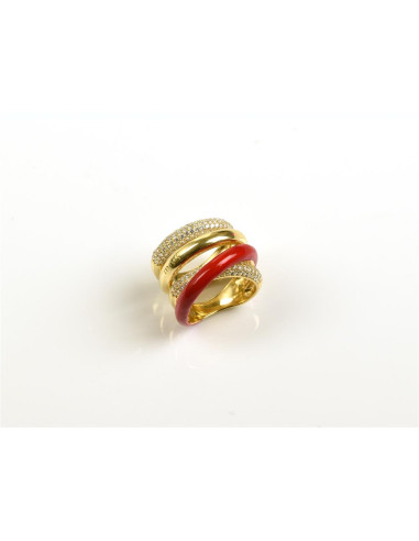 Misis Potentilla Ring 18ct Gold Plated Silver, Enamel, Zirconia AN03575RO