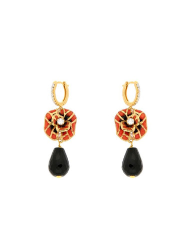 Misis Volterra Gold Plated Silver, Enamel and Zircons Earrings OR08977