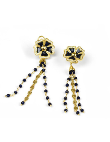 Misis Potentilla Earrings 18ct Gold Plated Silver, Enamel, Zirconia OR10171