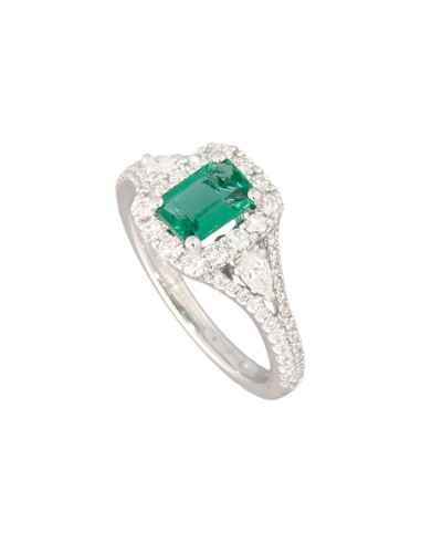Crivelli Emerald Collection Gold Ring, Diamonds and emerald 0.89 ct - 035-VR29085