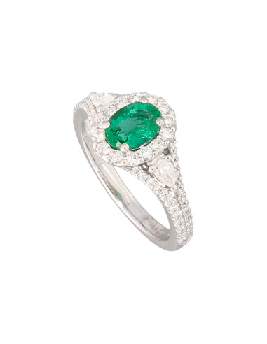 Crivelli Emerald Collection Gold Ring, Diamonds and emerald 0.85 ct - 035-VR29087