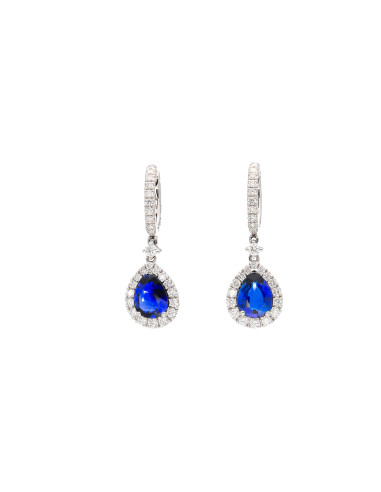 Crivelli Sapphire Collection "DROP" Gold Earrings , Diamonds and sapphires 2.27 ct - 372-2943
