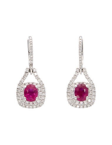Crivelli Ruby Collection Gold Earrings , Diamonds and ruby 1.54 ct - 320-E50454A