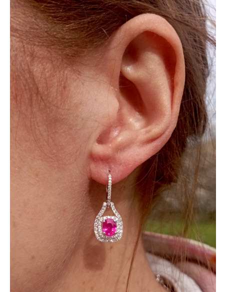 Crivelli Ruby Collection Gold Earrings , Diamonds and ruby 1.54 ct - 320-E50454A