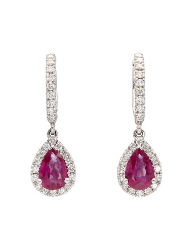 Crivelli Ruby Collection "Drop" earrings in gold, diamonds and ruby 1.34 ct - 372-357
