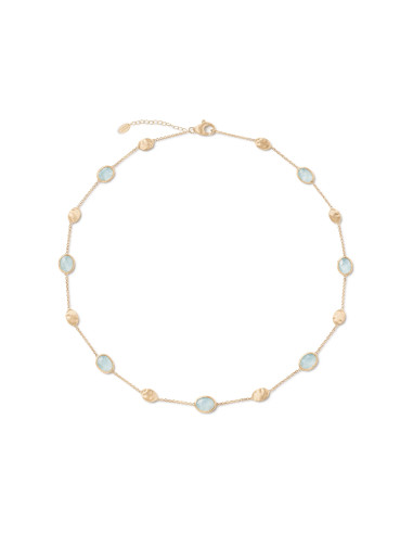 Marco Bicego Siviglia yellow gold and aquamarine necklace 42 cm - ref: CB1874-E-AQ01